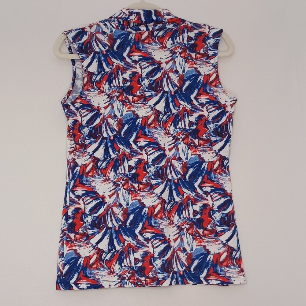 Women's Tahari All American 4th of July Red/White/Blue Sleeveless Blouse Size XS - Picture 2 of 8